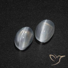2.71 ctw White Sillimanite Cat's Eye Stones, Natural Sillimanite Cat's Eye in Oval Cabochon Shape for Sale