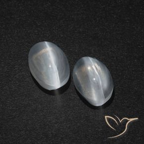 Sillimanite Cat's Eye Gemstones in 7 x 5 mm (calibrated) Size for Sale, Sillimanite Cat's Eye Stones in Clear White Color