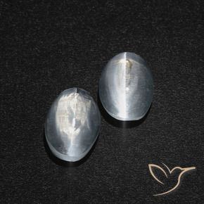 2.49 ctw White Sillimanite Cat's Eye Stones, Natural Sillimanite Cat's Eye in Oval Cabochon Shape for Sale