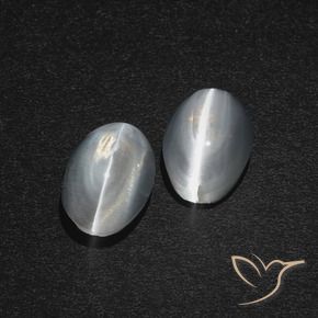 2.47 ctw White Sillimanite Cat's Eye Stones, Natural Sillimanite Cat's Eye in Oval Cabochon Shape for Sale