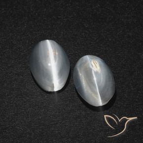 Sillimanite Cat's Eye Gemstones in 7.3 x 4.9 mm Size for Sale, Sillimanite Cat's Eye Stones in Clear White Color