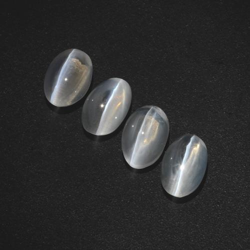 Clear White Sillimanite Cat's Eye Gem - 1ct Oval Cabochon (ID: 410196)