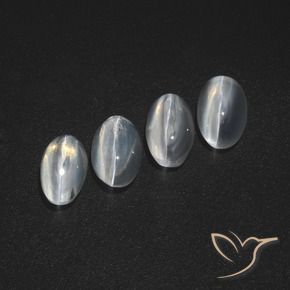 3.63 ctw White Sillimanite Cat's Eye Stones, Natural Sillimanite Cat's Eye in Oval Cabochon Shape for Sale