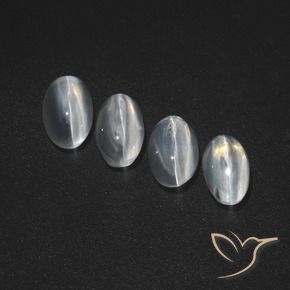 Sillimanite Cat's Eye Gemstones in 7.1 x 4.4 mm Size for Sale, Sillimanite Cat's Eye Stones in Clear White Color