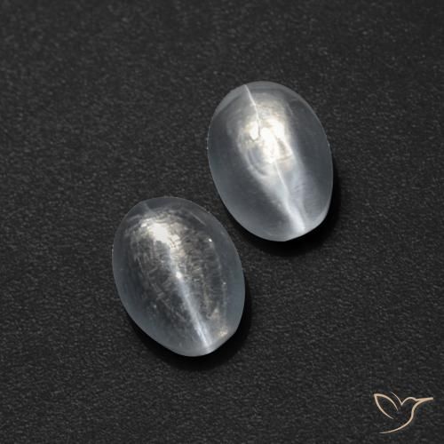 1.83 ctw White Sillimanite Cat's Eye Stones, Natural Sillimanite Cat's Eye in Oval Cabochon Shape for Sale