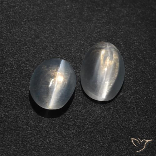 2.59 ctw White Sillimanite Cat's Eye Stones, Natural Sillimanite Cat's Eye in Oval Cabochon Shape for Sale