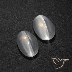 2.86 ctw White Sillimanite Cat's Eye Stones, Natural Sillimanite Cat's Eye in Oval Cabochon Shape for Sale