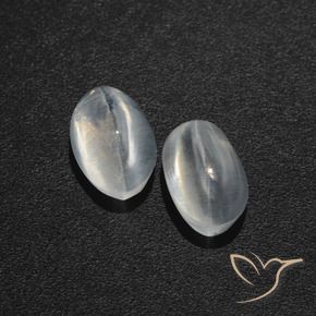 1.95 ctw White Sillimanite Cat's Eye Stones, Natural Sillimanite Cat's Eye in Oval Cabochon Shape for Sale