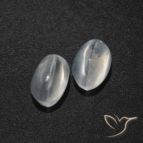 Sillimanite Cat's Eye Gemstones in 6.7 x 4.2 mm Size for Sale, Sillimanite Cat's Eye Stones in Clear White Color