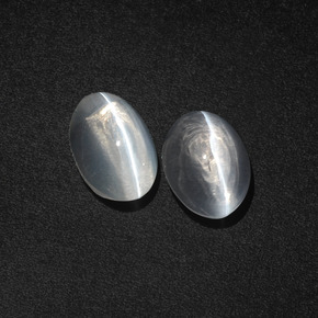 Sillimanite Cat's Eye Gemstones in 8.1 x 5.5 mm Size for Sale, Sillimanite Cat's Eye Stones in Clear White Color