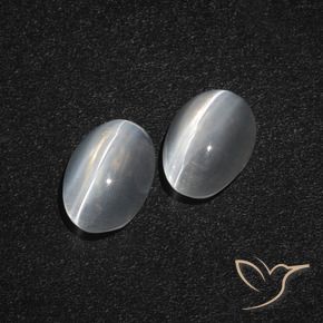 2.36 ctw White Sillimanite Cat's Eye Stones, Natural Sillimanite Cat's Eye in Oval Cabochon Shape for Sale