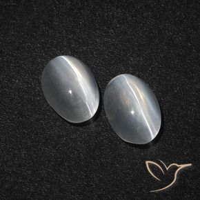 Sillimanite Cat's Eye Gemstones in 7.5 x 5.1 mm Size for Sale, Sillimanite Cat's Eye Stones in Clear White Color