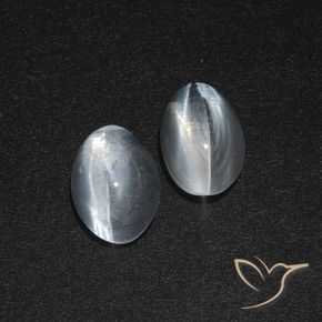 2.46 ctw White Sillimanite Cat's Eye Stones, Natural Sillimanite Cat's Eye in Oval Cabochon Shape for Sale