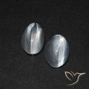 Sillimanite Cat's Eye Gemstones in 7.3 x 5.2 mm Size for Sale, Sillimanite Cat's Eye Stones in Clear White Color