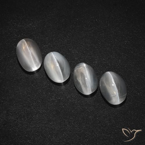4.26ctw Natural Clear White Sillimanite Cat's Eye, Oval, Translucent