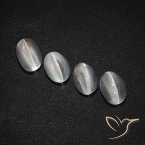 Sillimanite Cat's Eye Gemstones in 7 x 5 mm (calibrated) Size for Sale, Sillimanite Cat's Eye Stones in Clear White Color