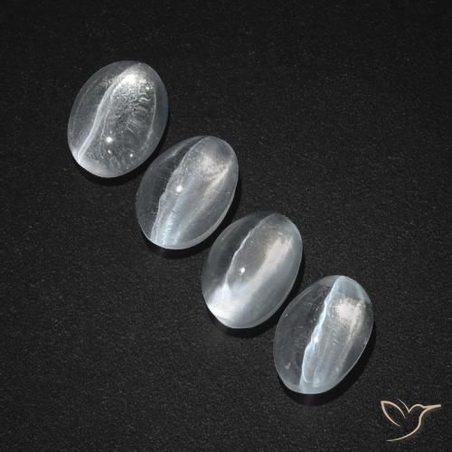 4.08ctw Natural Clear White Sillimanite Cat's Eye, Oval, Translucent