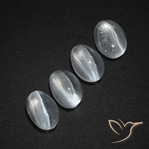 4.08 ctw White Sillimanite Cat's Eye Stones, Natural Sillimanite Cat's Eye in Oval Cabochon Shape for Sale