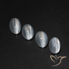 Sillimanite Cat's Eye Gemstones in 7.5 x 5 mm Size for Sale, Sillimanite Cat's Eye Stones in Clear White Color