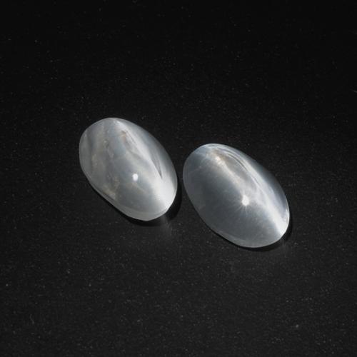 Clear White Sillimanite Cat's Eye Gem - 1.1ct Oval Cabochon (ID: 410401)