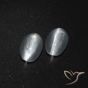 2.60 ctw White Sillimanite Cat's Eye Stones, Natural Sillimanite Cat's Eye in Oval Cabochon Shape for Sale