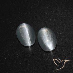 Sillimanite Cat's Eye Gemstones in 7.9 x 5.3 mm Size for Sale, Sillimanite Cat's Eye Stones in Clear White Color