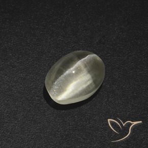 1.84 ct White Sillimanite Cat's Eye Stone, Natural Sillimanite Cat's Eye in Oval Cabochon Shape for Sale