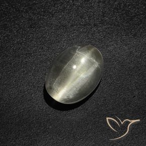 Sillimanite Cat's Eye Gemstone in 9.4 x 6.6 mm Size for Sale, Sillimanite Cat's Eye Stone in Warm White Color