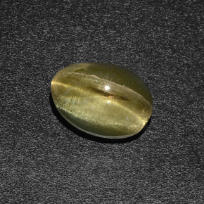Sillimanite Cat's Eye Gemstone in 8 x 6 mm (calibrated) Size for Sale, Sillimanite Cat's Eye Stone in Greenish Brown Color