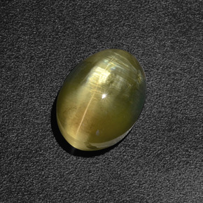 Sillimanite Cat's Eye Gemstone in 9.1 x 6.7 mm Size for Sale, Sillimanite Cat's Eye Stone in Greenish Brown Color