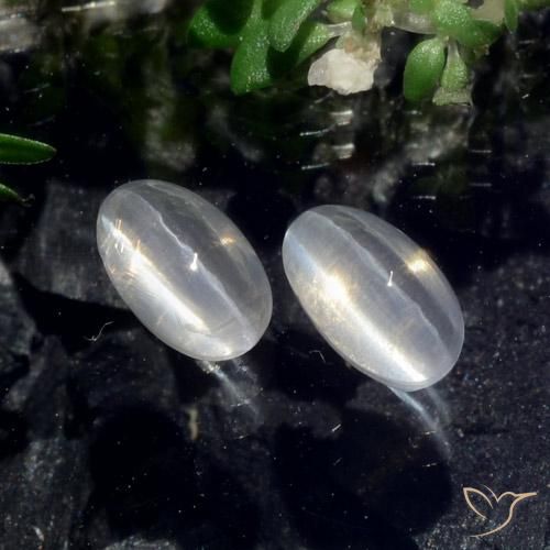 1.43ctw Natural Clear White Sillimanite Cat's Eye, Oval, Translucent