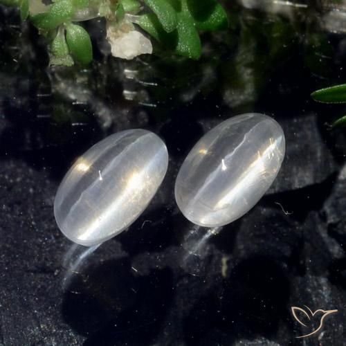 1.43 ctw White Sillimanite Cat's Eye Stones, Natural Sillimanite Cat's Eye in Oval Cabochon Shape for Sale