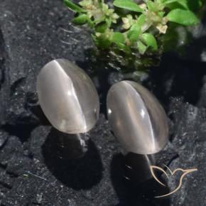 2.20 ctw Gray Sillimanite Cat's Eye Stones, Natural Sillimanite Cat's Eye in Oval Cabochon Shape for Sale