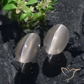 Sillimanite Cat's Eye Gemstones in 7.4 x 5.1 mm Size for Sale, Sillimanite Cat's Eye Stones in Very Light Grey Color