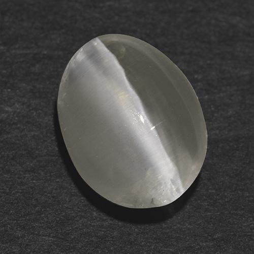 Very Light Grey Sillimanite Cat's Eye Gem - 1.4ct Oval Cabochon (ID: 471908)