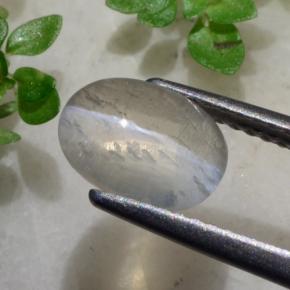 Sillimanite Cat's Eye Gemstone in 8.5 x 6.1 mm Size for Sale, Sillimanite Cat's Eye Stone in Very Light Grey Color