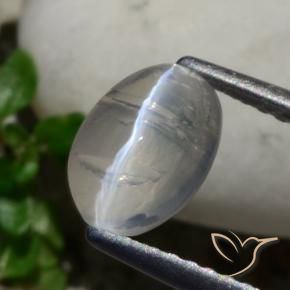 Sillimanite Cat's Eye Gemstone in 7.9 x 5.7 mm Size for Sale, Sillimanite Cat's Eye Stone in Very Light Grey Color