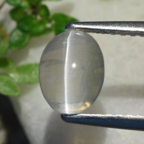 1.37 ct Gray Sillimanite Cat's Eye Gemstone, Sillimanite Cat's Eye Gem in Oval Cabochon Shape for Sale.