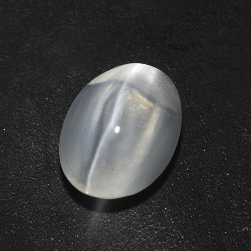 Weiß Sillimanit-Katzenauge Edelstein - 1.5ct Oval Cabochon (ID: 474019)