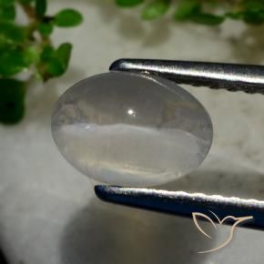 Sillimanite Cat's Eye Gemstone in 7.6 x 5.4 mm Size for Sale, Sillimanite Cat's Eye Stone in Very Light Grey Color
