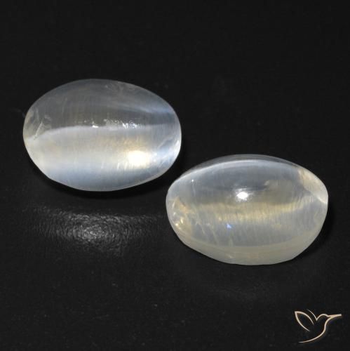 2.33 ctw White Sillimanite Cat's Eye Stones, Natural Sillimanite Cat's Eye in Oval Cabochon Shape for Sale