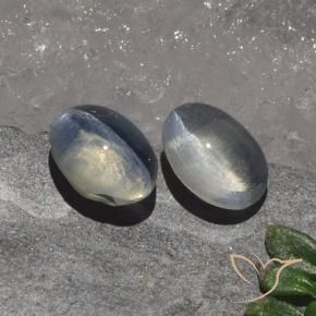 2.49 ctw White Sillimanite Cat's Eye Stones, Natural Sillimanite Cat's Eye in Oval Cabochon Shape for Sale