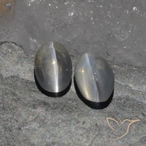 1.97 ctw Gray Sillimanite Cat's Eye Stones, Natural Sillimanite Cat's Eye in Oval Cabochon Shape for Sale