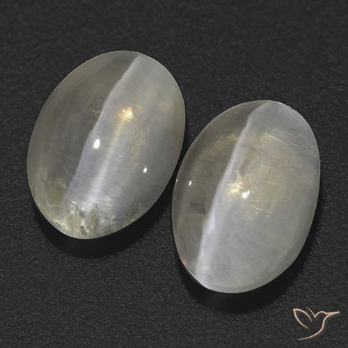2.78 ctw White Sillimanite Cat's Eye Stones, Natural Sillimanite Cat's Eye in Oval Cabochon Shape for Sale