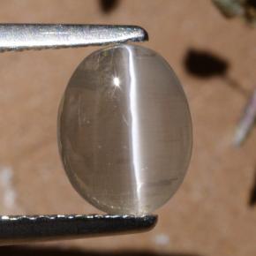 1.44 ct Gray Sillimanite Cat's Eye Gemstone, Sillimanite Cat's Eye Gem in Oval Cabochon Shape for Sale.