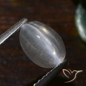1.54 ct White Sillimanite Cat's Eye Stone, Natural Sillimanite Cat's Eye in Oval Cabochon Shape for Sale