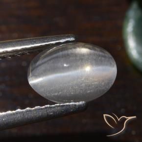 Sillimanite Cat's Eye Gemstone in 7.8 x 5.7 mm Size for Sale, Sillimanite Cat's Eye Stone in Warm White Color