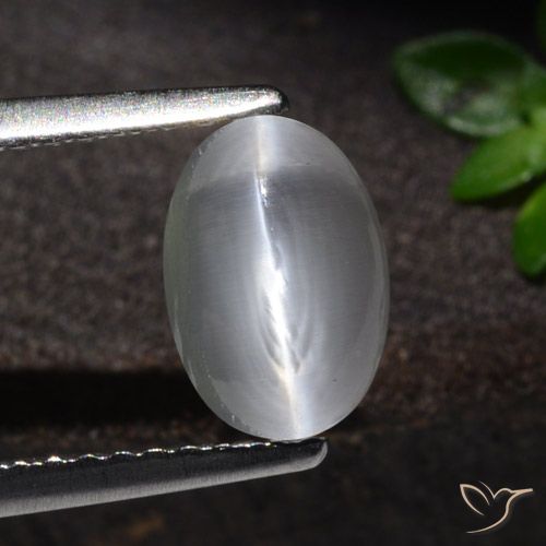 1.51ct Natural White Sillimanite Cat's Eye, Oval, Transparent