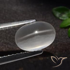 Sillimanite Cat's Eye Gemstone in 8.2 x 5.6 mm Size for Sale, Sillimanite Cat's Eye Stone in White Color
