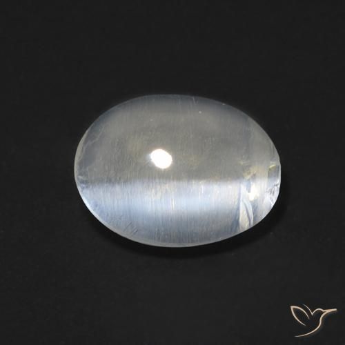 1.52ct Natural Warm White Sillimanite Cat's Eye, Oval, Transparent